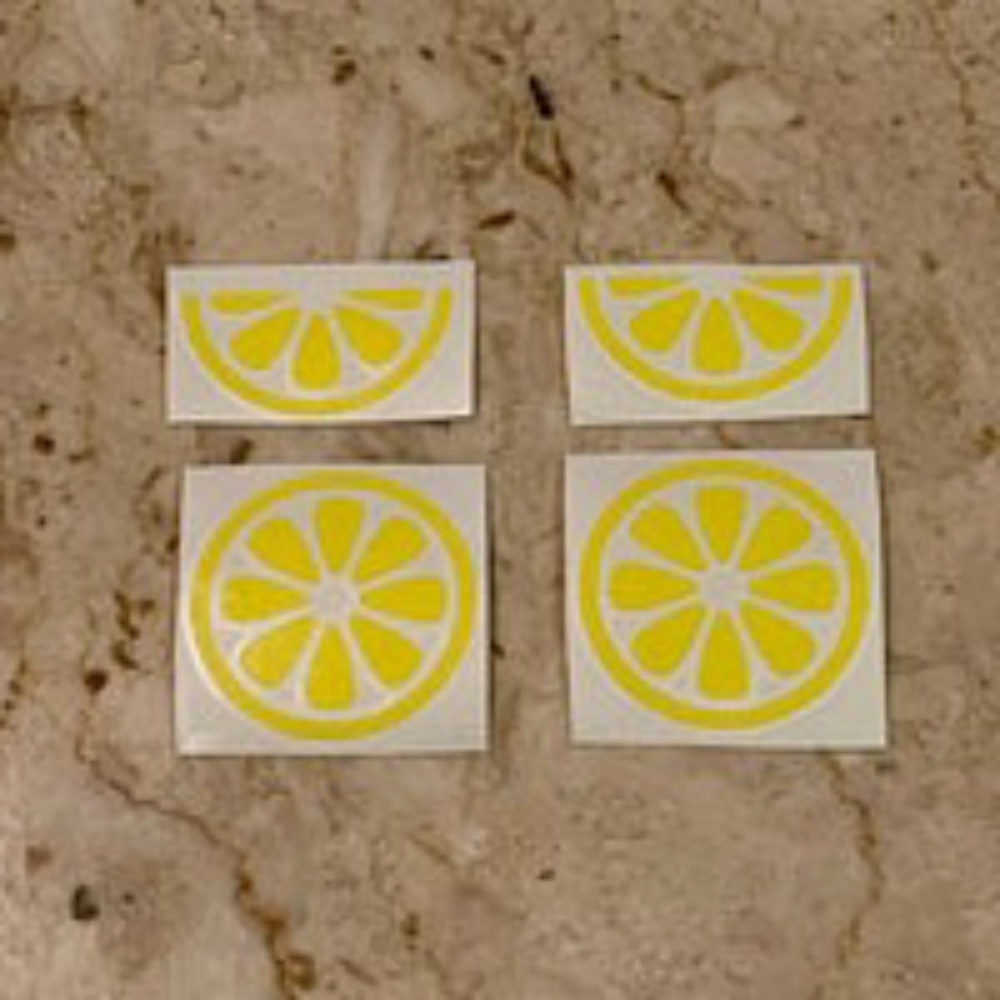 4 Yellow Lemon Vinyl Decals